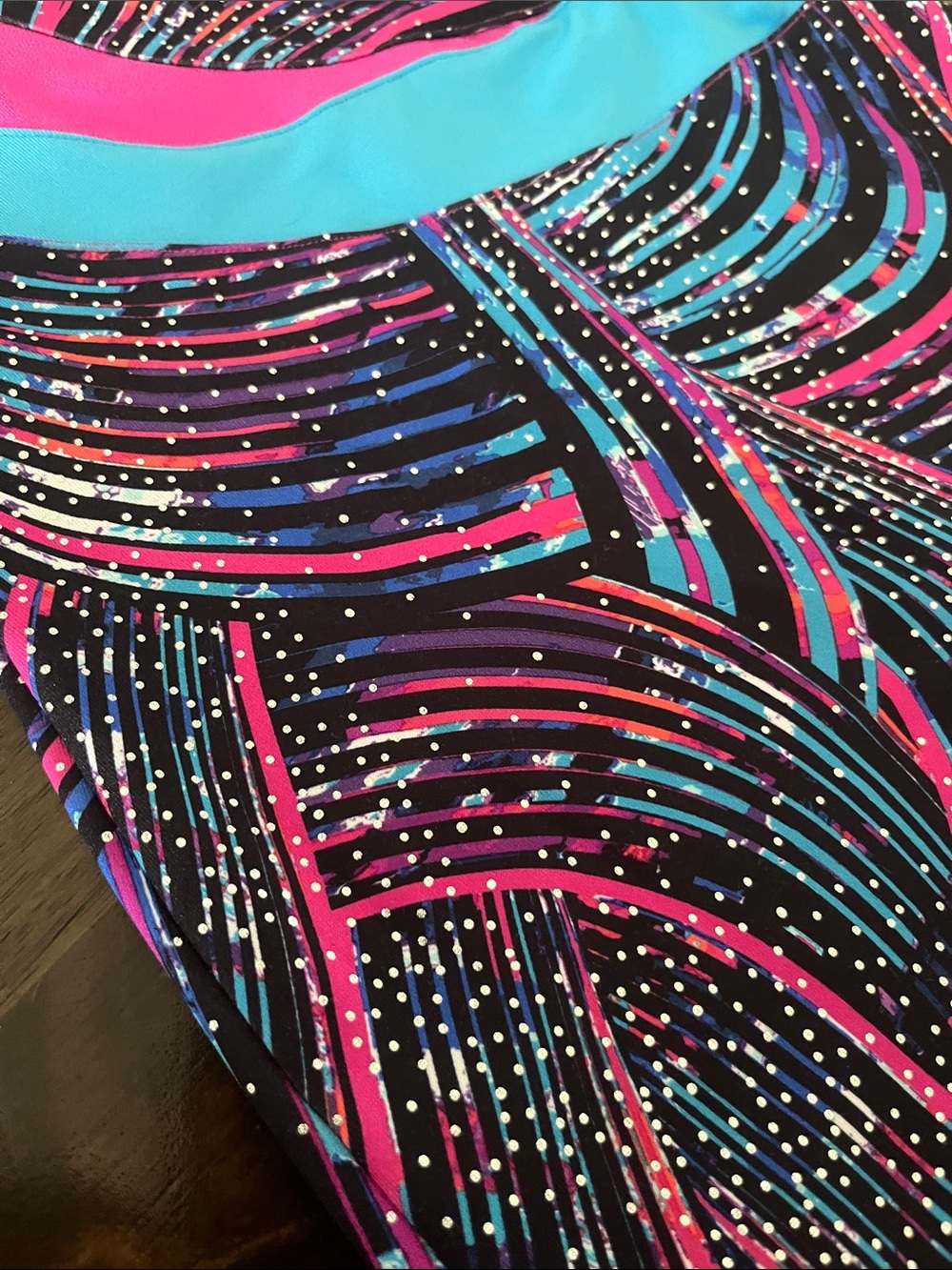 Large Pink Turquoise Patterned One-Piece Activewear Leotard Dance Gymnastics L - Picture 4 of 10